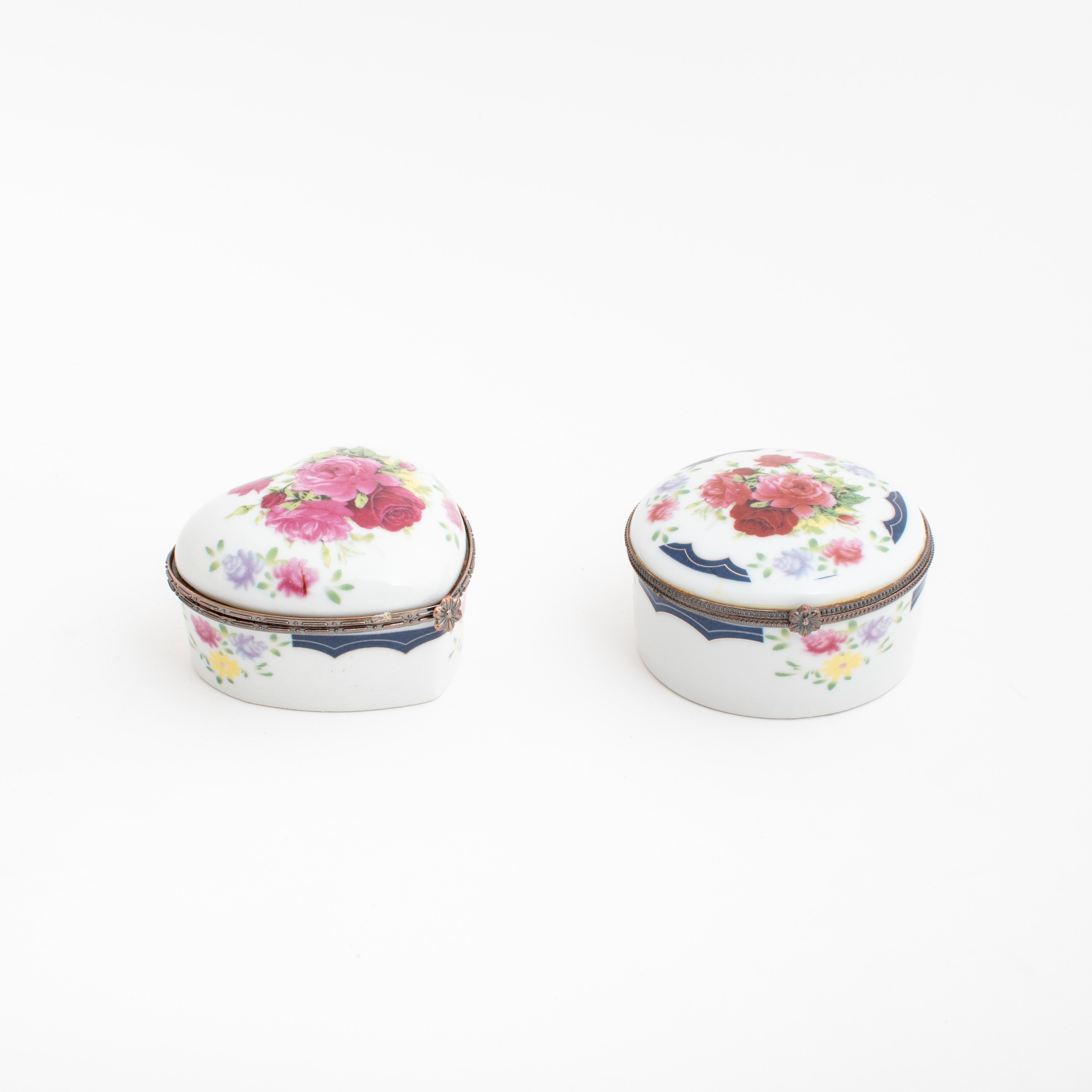 Set van 2 Porseleinen Doosjes Rode en Roze Rozen