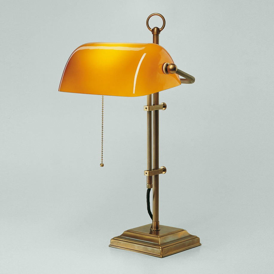 Banker Lamp Classic Square | Verstelbaar | Messing en Cognac