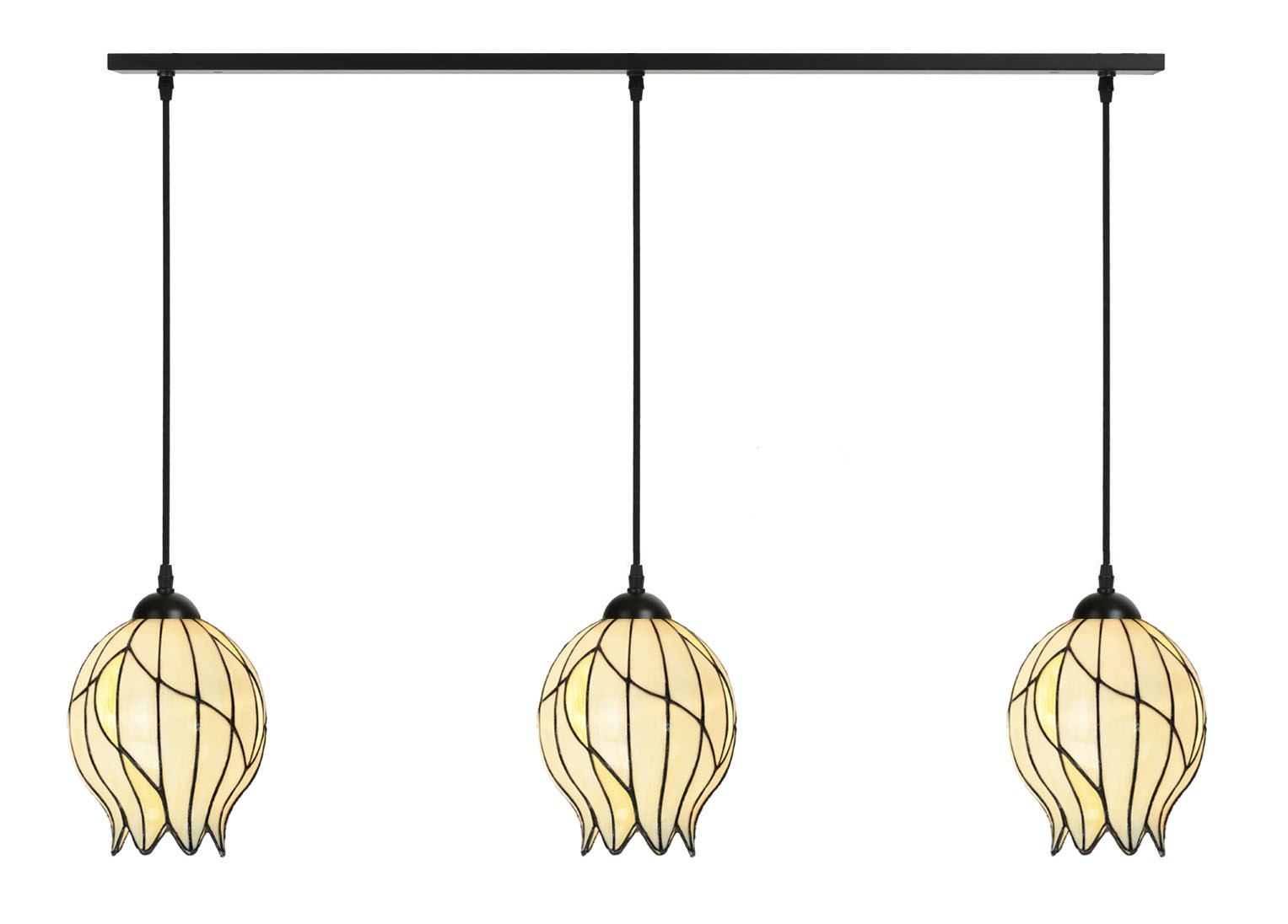 3 x Tiffany Nature Open aan plafondbalk 