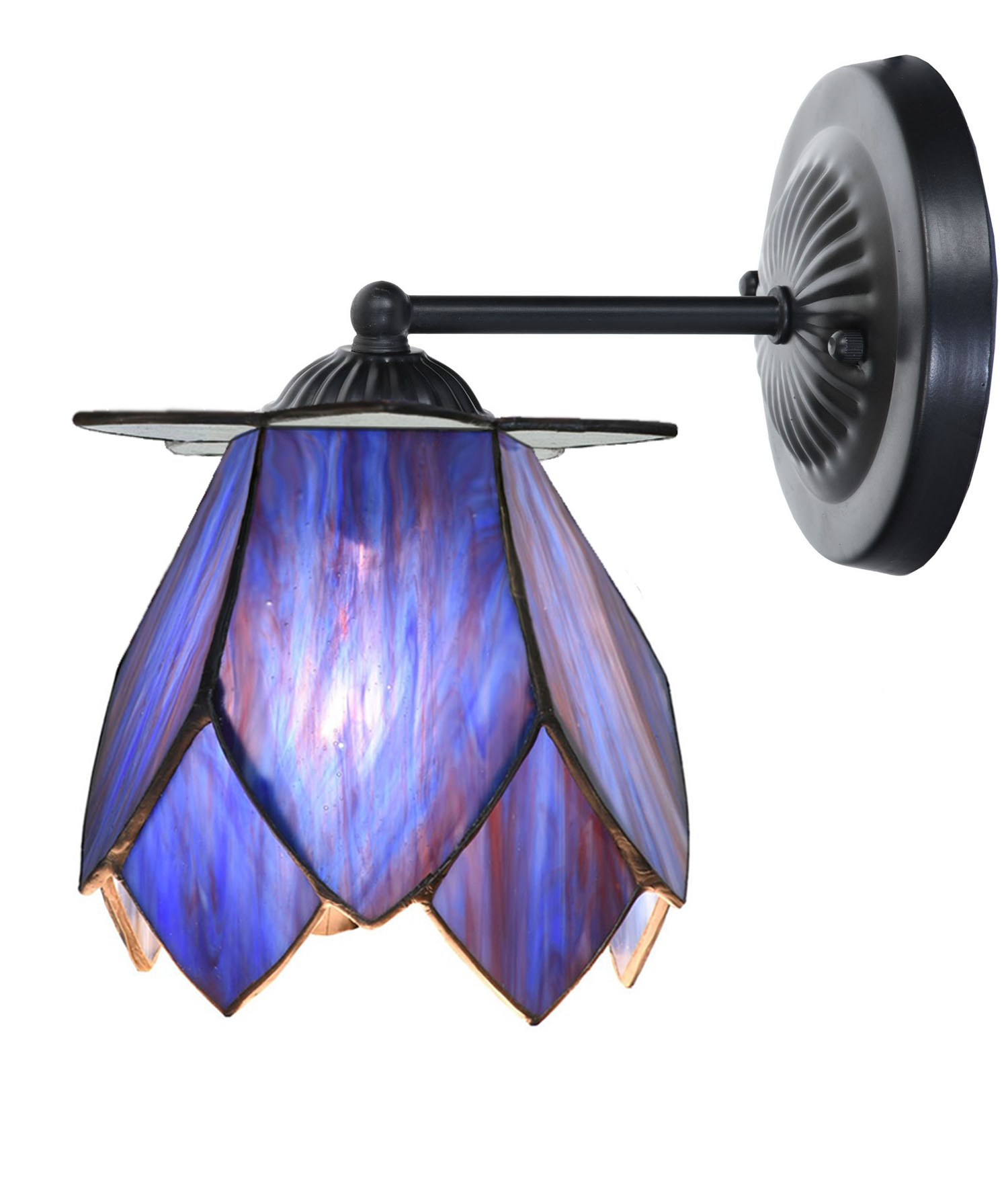 Tiffany wandlamp zwart met Blue Lotus
