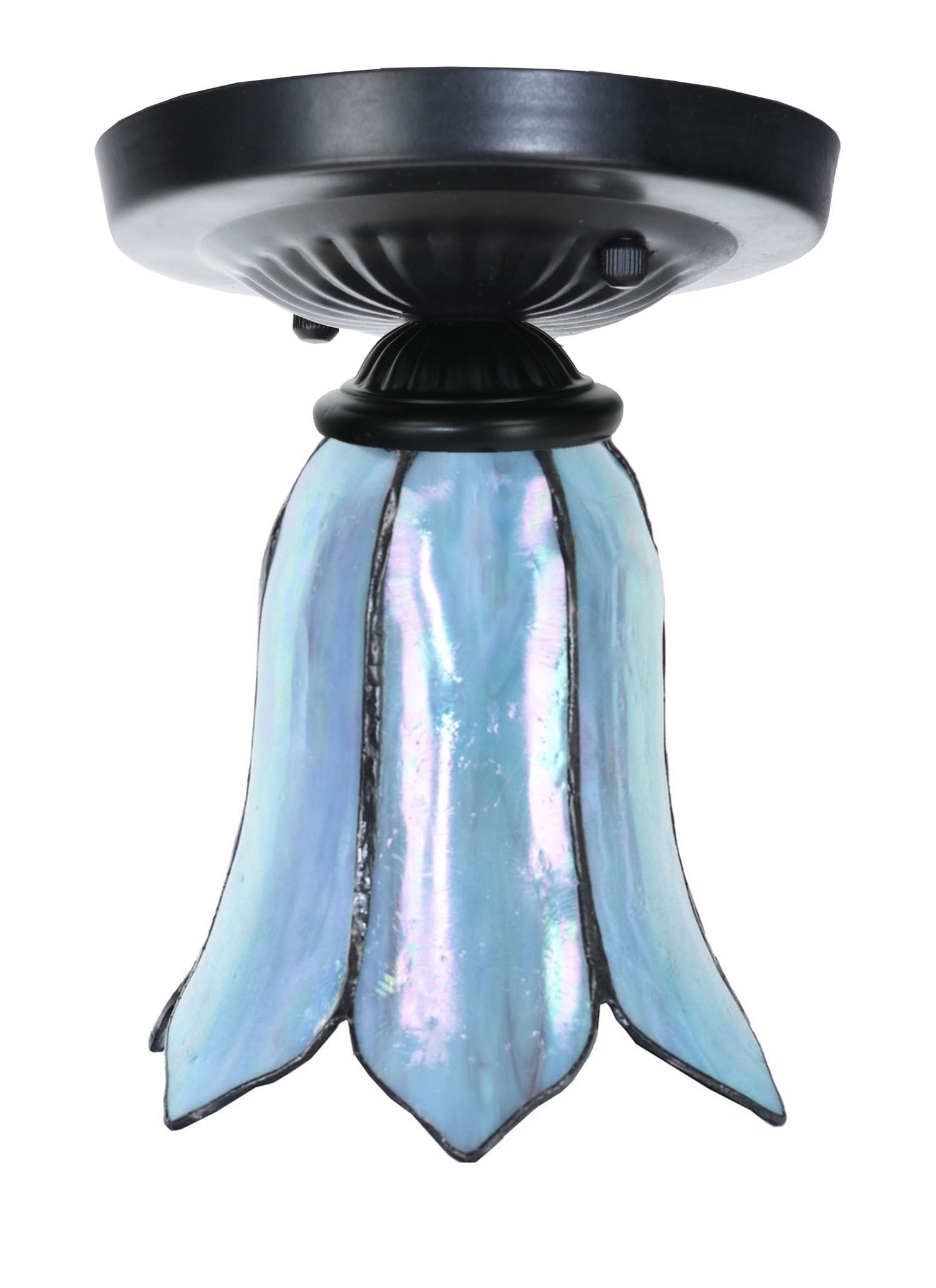 Tiffany plafonnière zwart met Gentian Blue