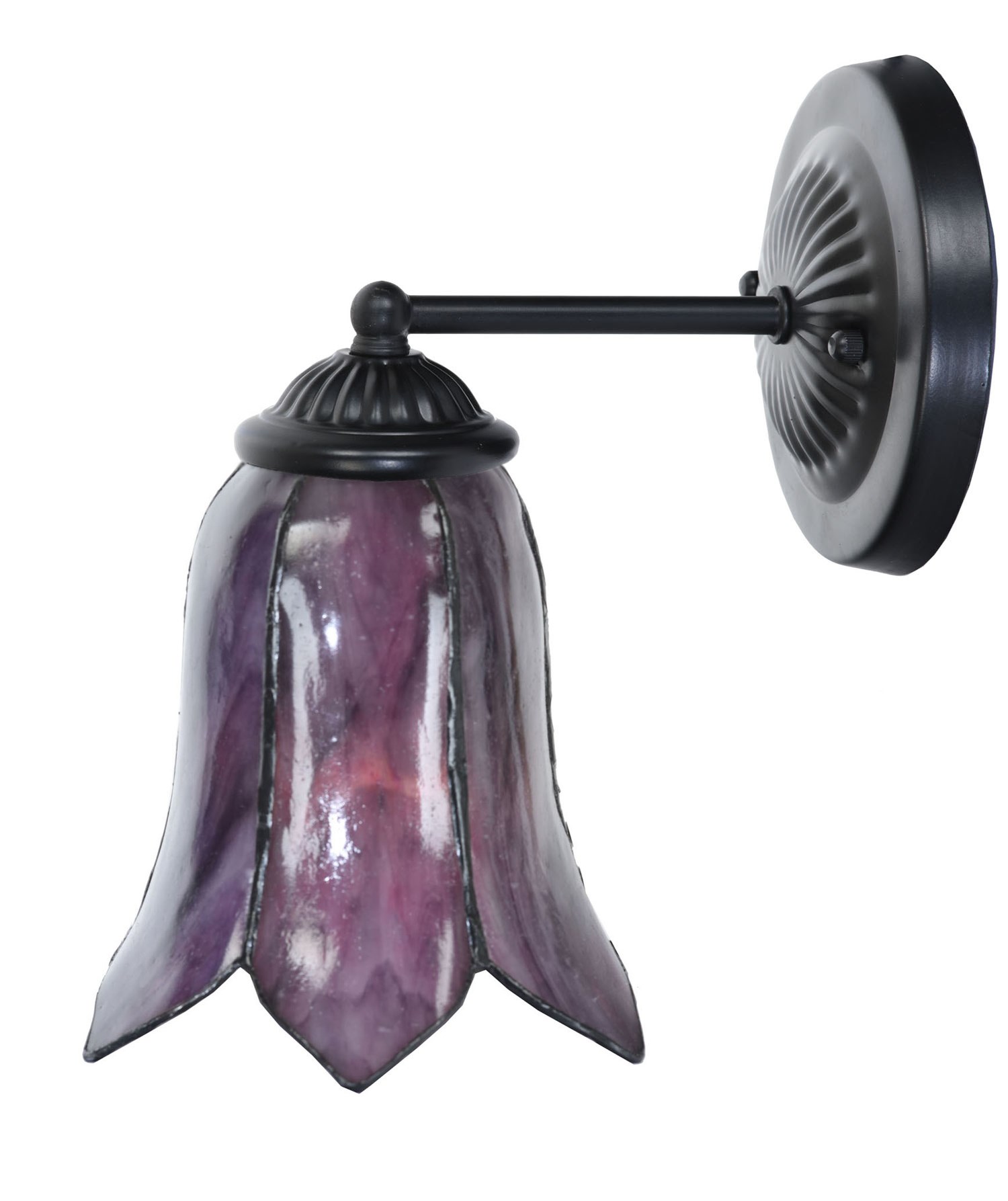 Tiffany wandlamp zwart met Gentian Purple