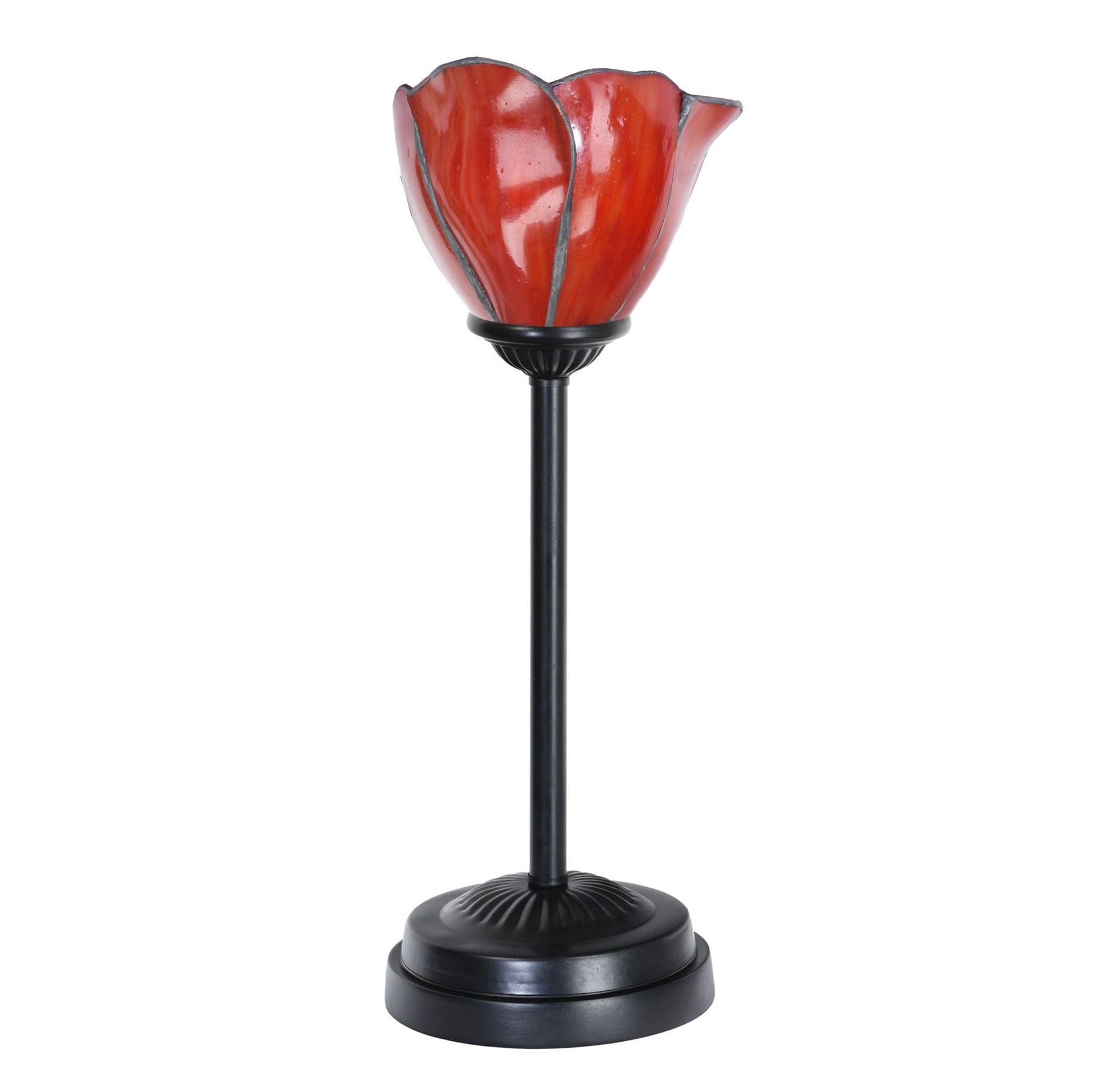 Tiffany slanke tafellamp zwart met Tender Poppy uit