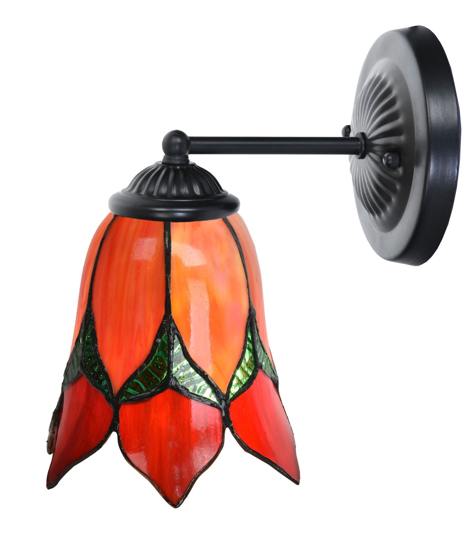 Tiffany wandlamp zwart met Lovely Flower Red