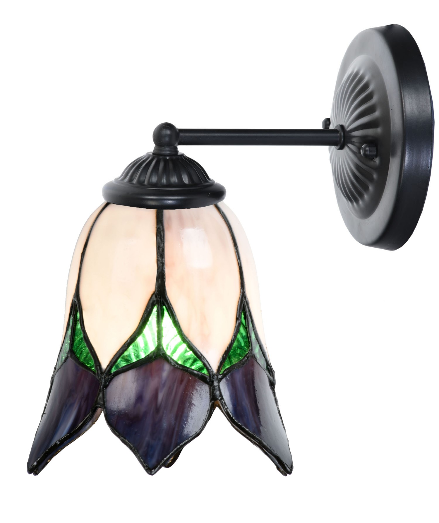 Tiffany wandlamp zwart met Lovely Flower Purple