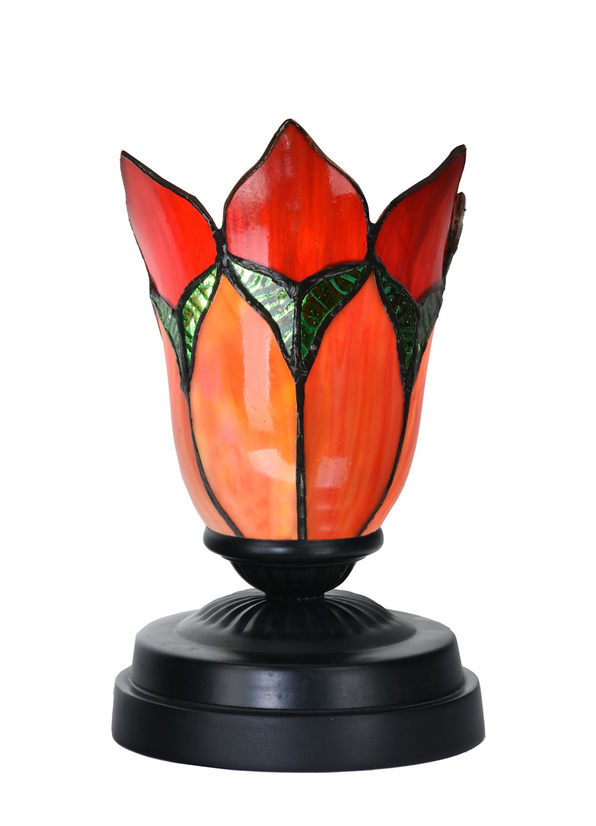 Tiffany lage tafellamp zwart met Lovely Flower Red