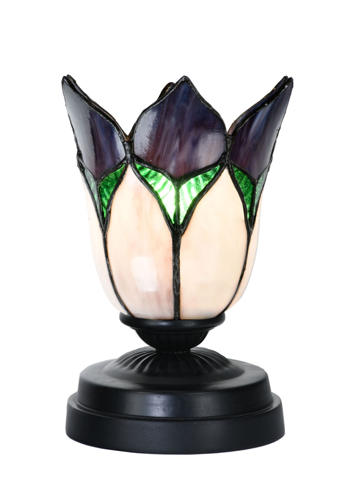 Tiffany lage tafellamp zwart met Lovely Flower Purple