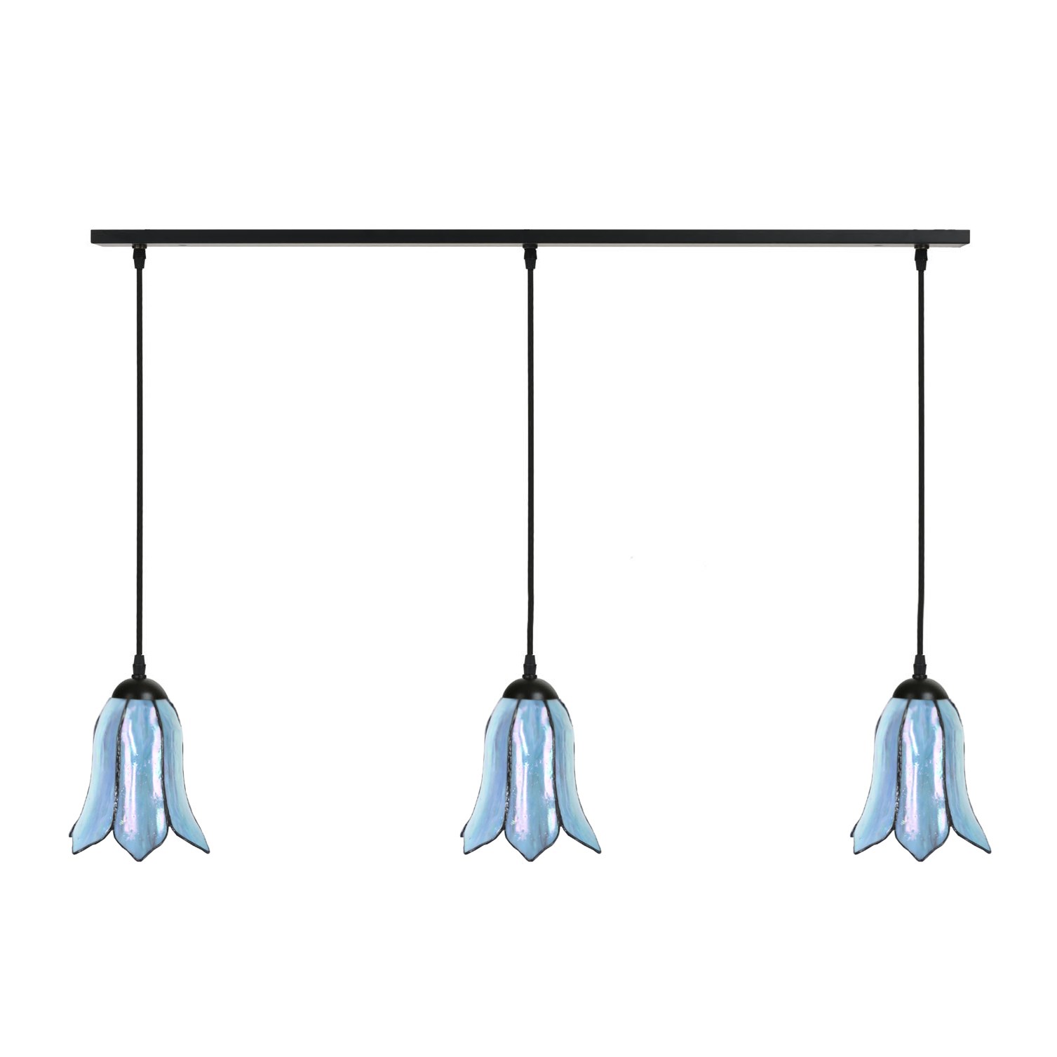 3 x Tiffany Gentian Blue aan plafondbalk