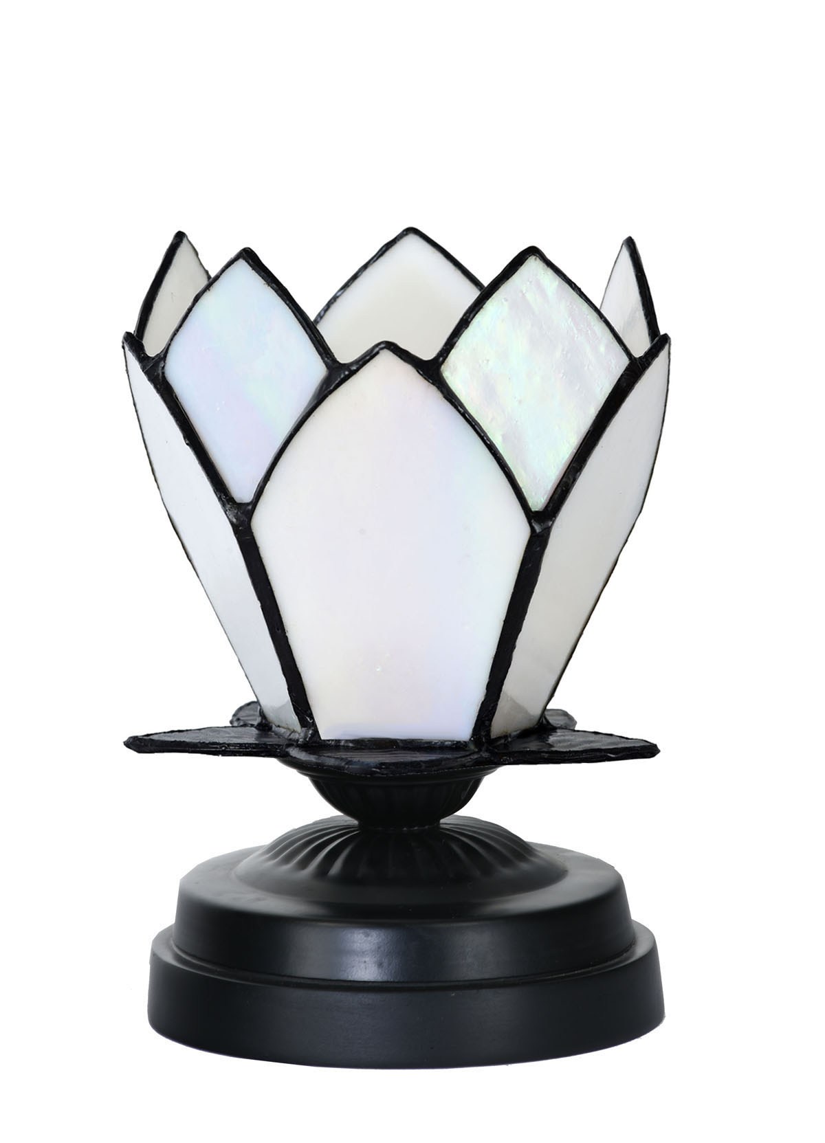Tiffany lage tafellamp zwart met White Lotus