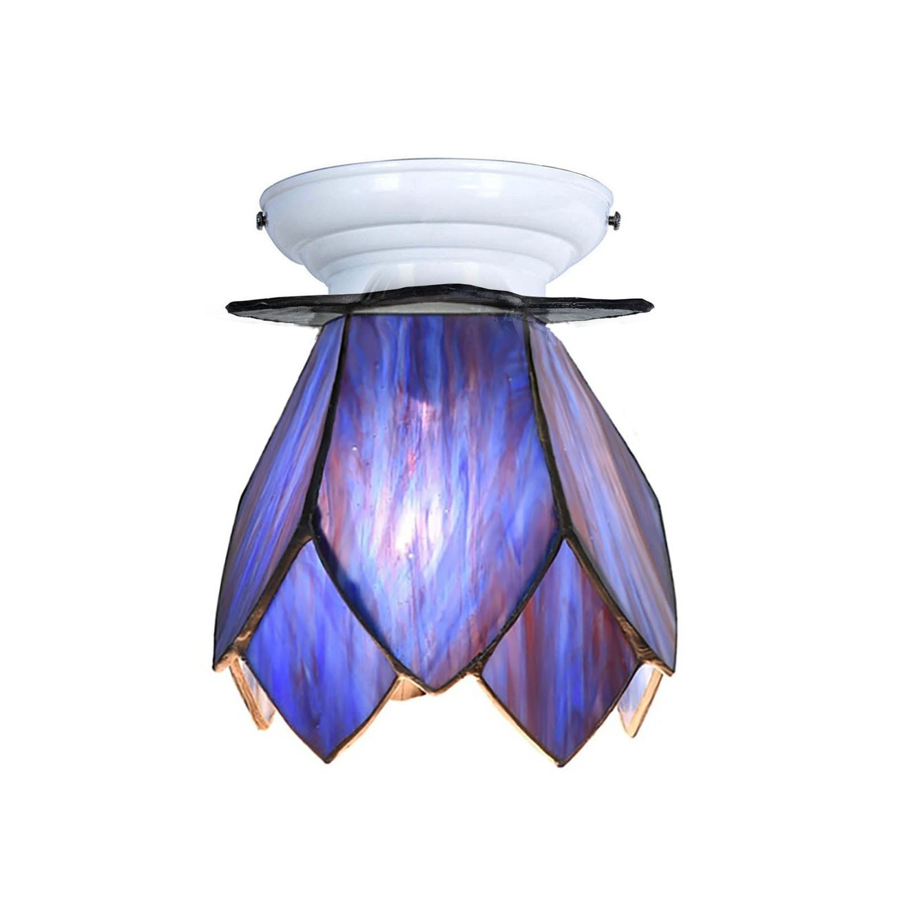 Tiffany plafonnière wit met Blue Lotus