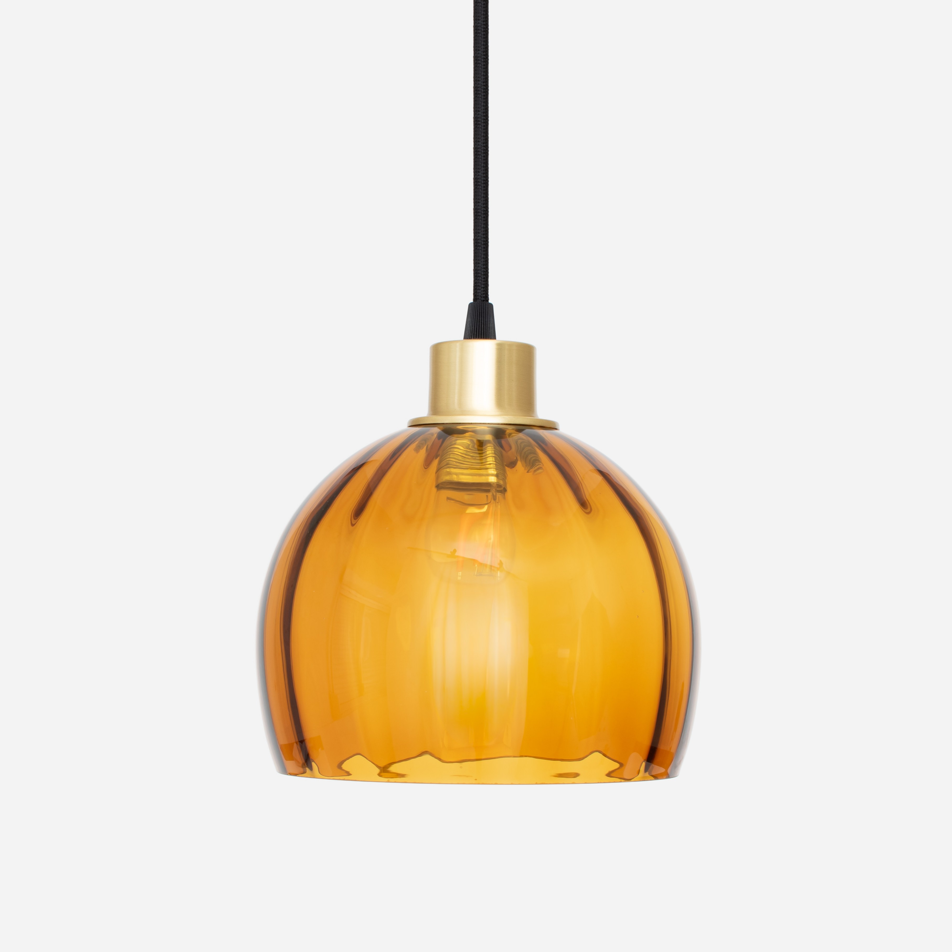 Hanglamp aan snoer Calabash Medium Amber 20's Messing