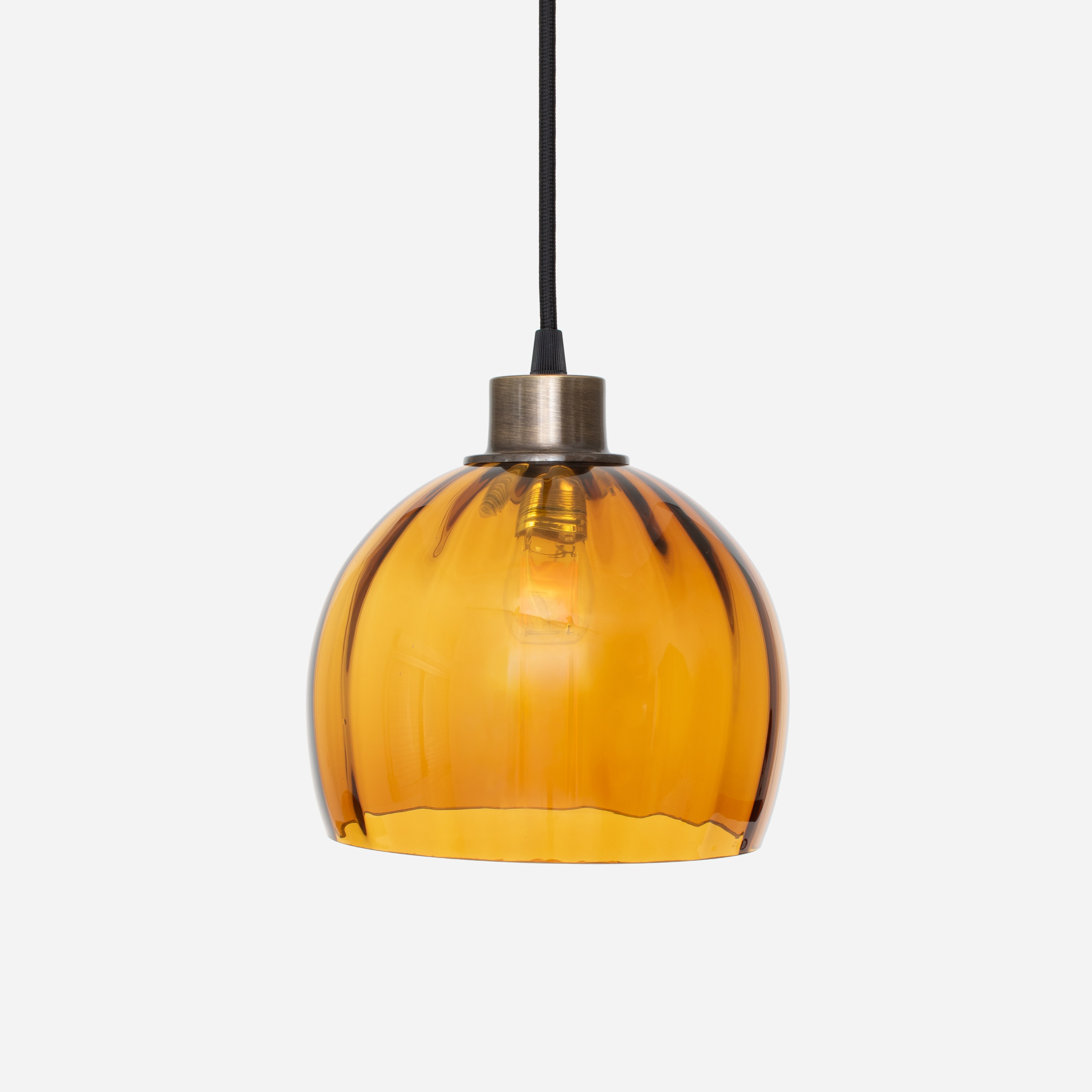 Hanglamp aan snoer Calabash Medium Amber 20's Brons