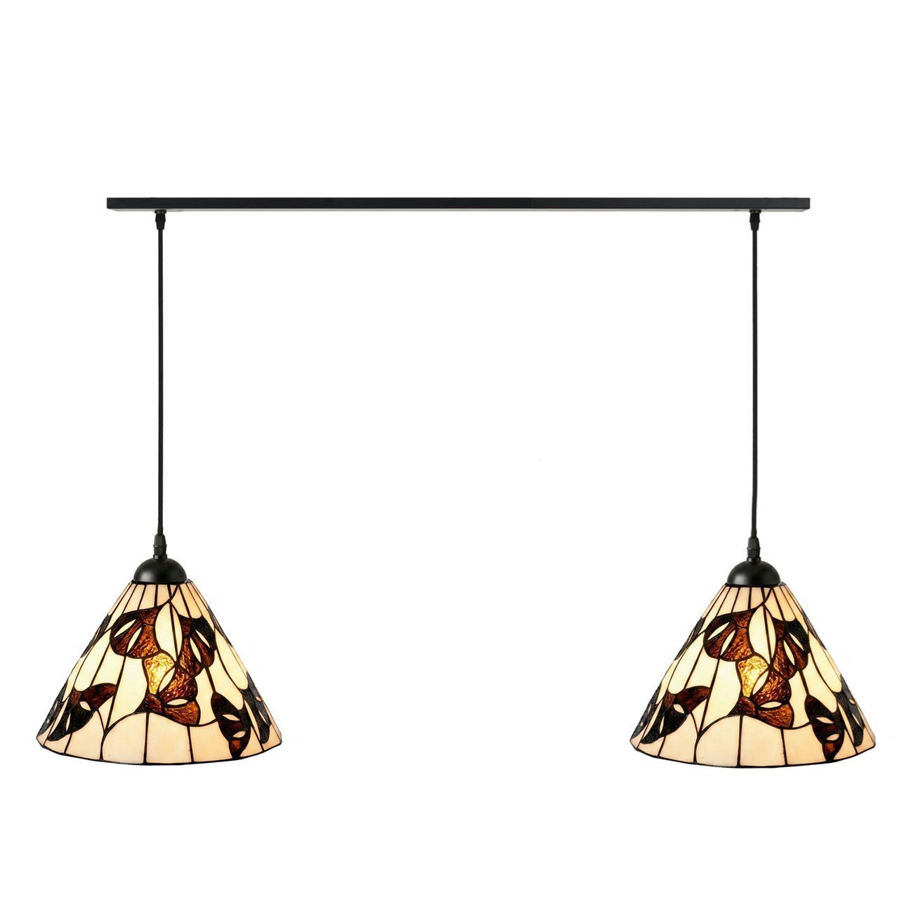 2 x Tiffany Ginkgo Leaf aan plafondbalk